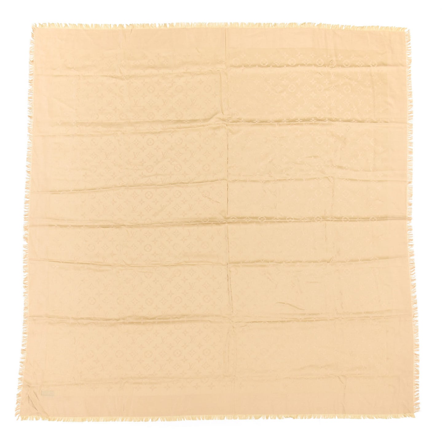 Silk Wool Monogram Shine Shawl Gold
