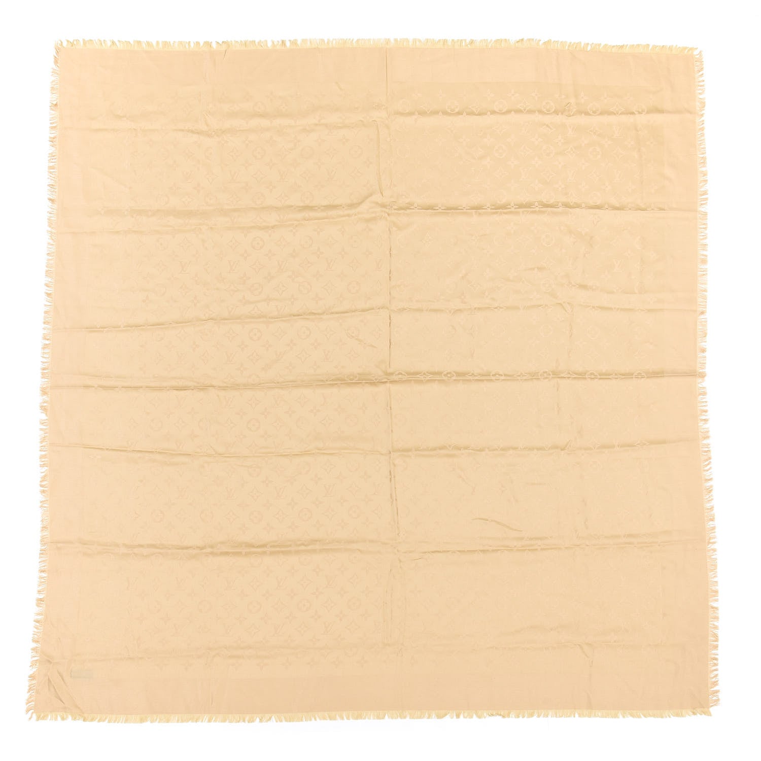 Louis Vuitton Silk Wool Monogram Shine Shawl Gold 1 of 4