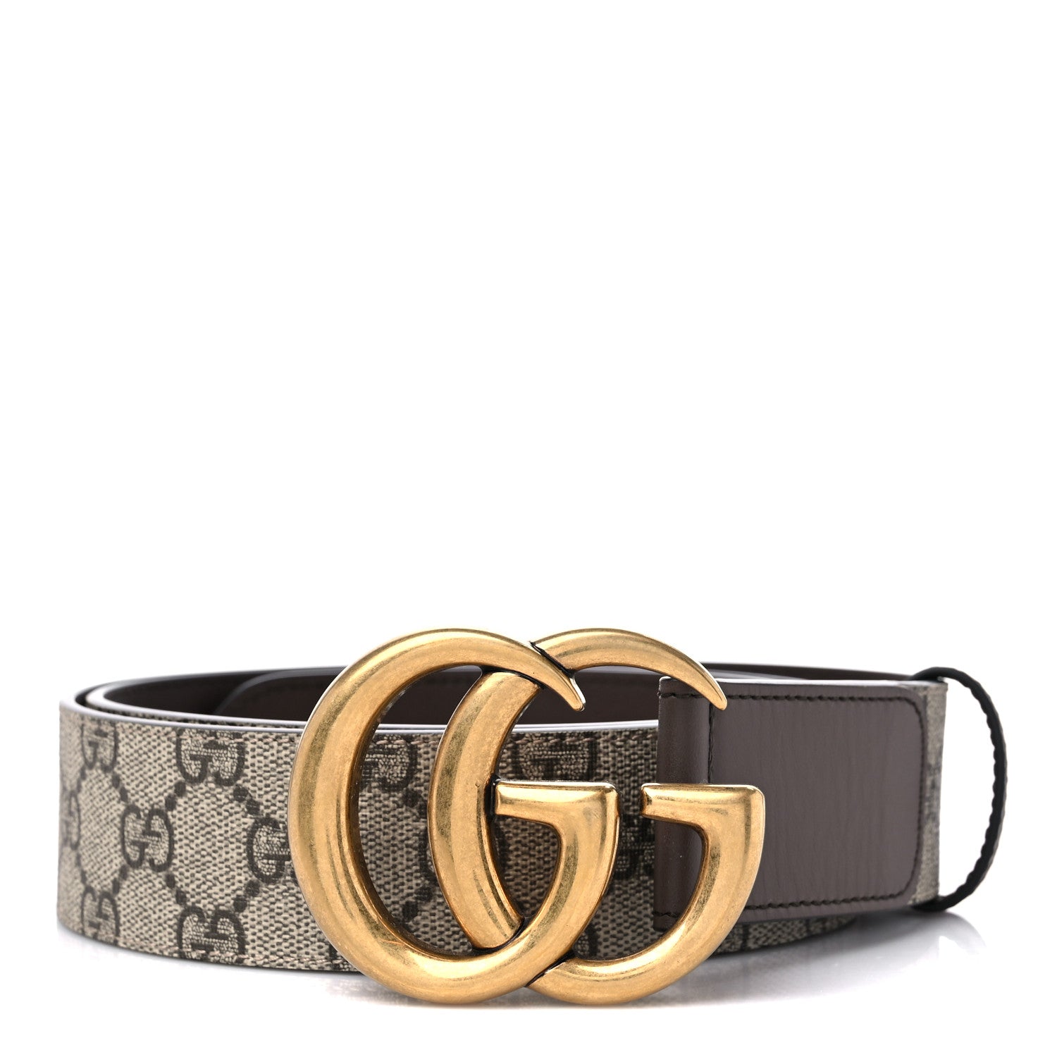 Gucci GG Supreme Monogram Matte Plutone Calfskin Double G 40mm Belt 105 42 Beige Ebony New Acero 1 of 4
