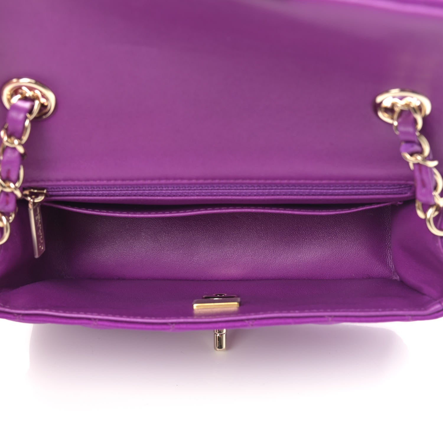 Chanel Satin Quilted Mini Rectangular Flap Purple 5 of 11