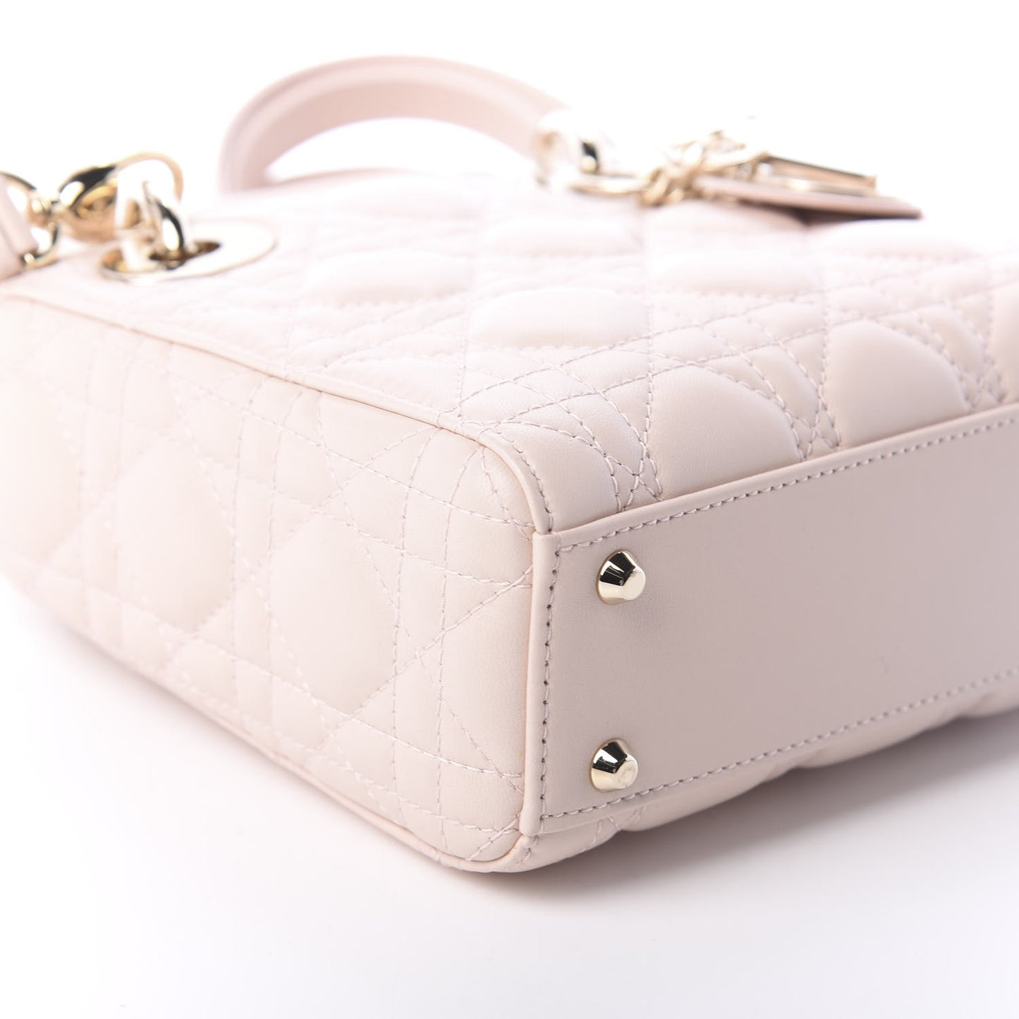 Lambskin Cannage Mini Lady Dior Rose Poudre