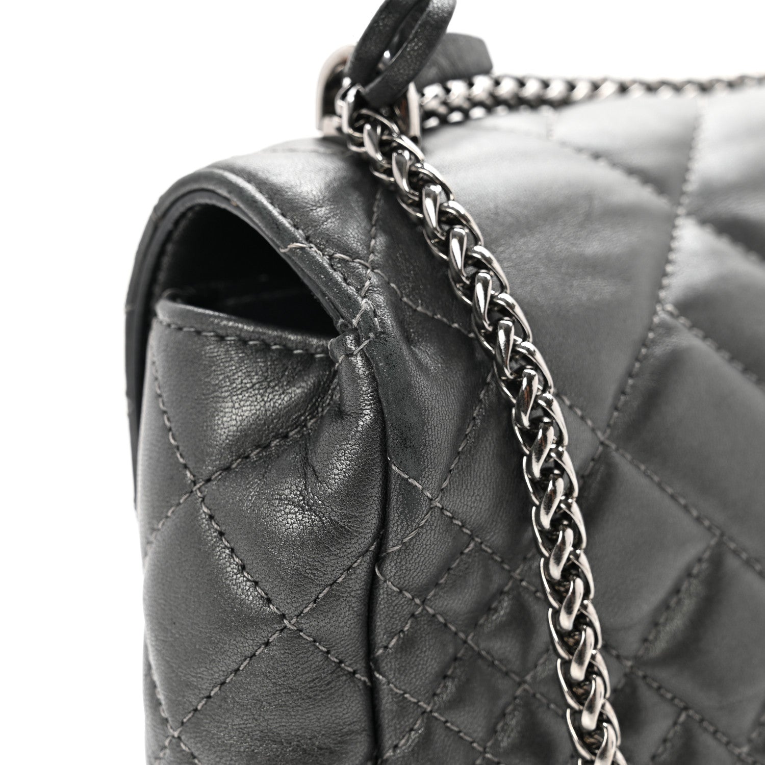 Versace Metallic Nappa Quilted Icon Shoulder Bag Grey 8 of 14