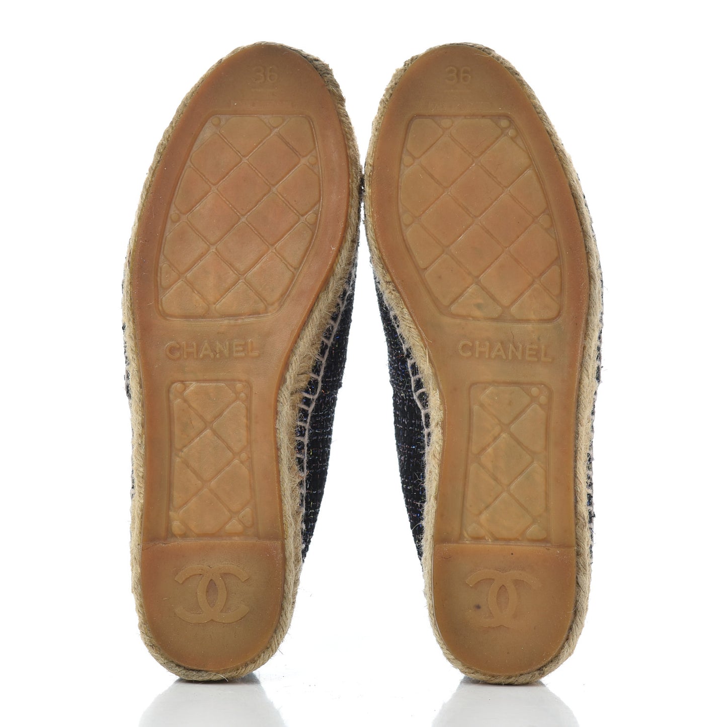 Tweed Patent Goatskin CC Espadrilles 36 Black Pink Yellow Silver