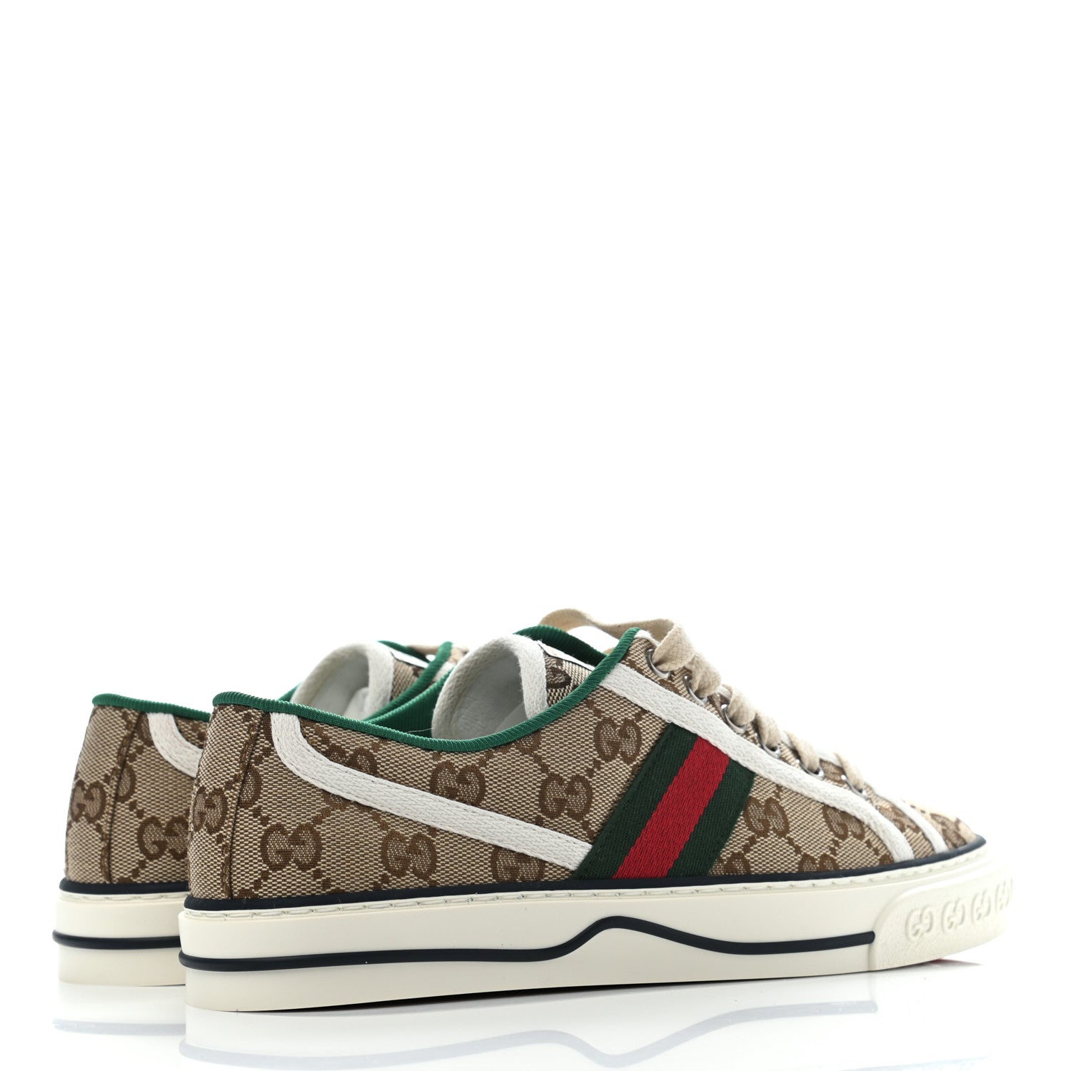 Gucci GG Monogram Web Womens 1977 Tennis Sneakers 37 Beige Ebony Mystic White 4 of 7