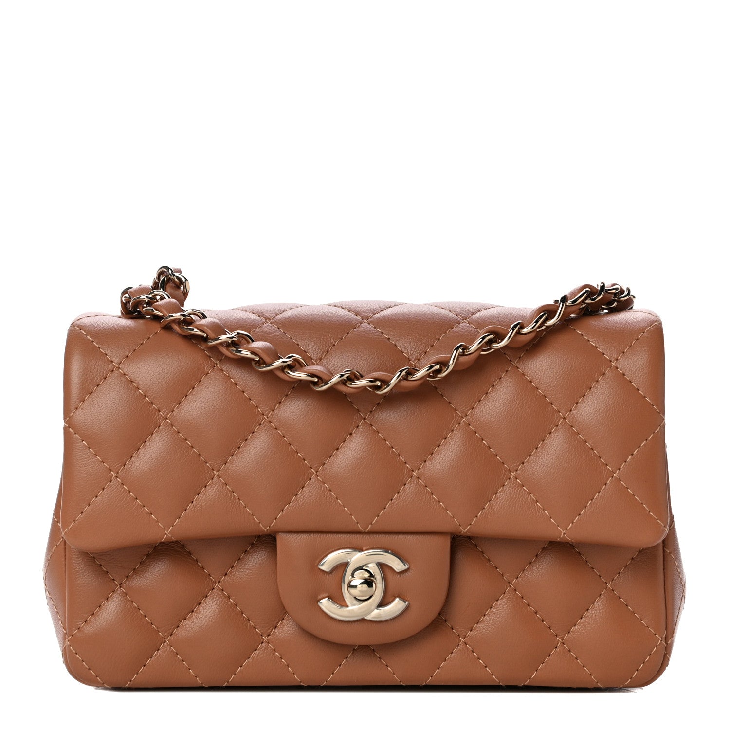 Chanel Lambskin Quilted Mini Rectangular Flap Brown 1 of 10