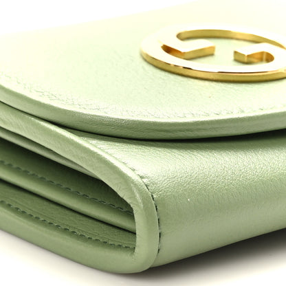 Gucci Roxy Calfskin Medium Blondie Chain Wallet Salamander Green 8 of 9