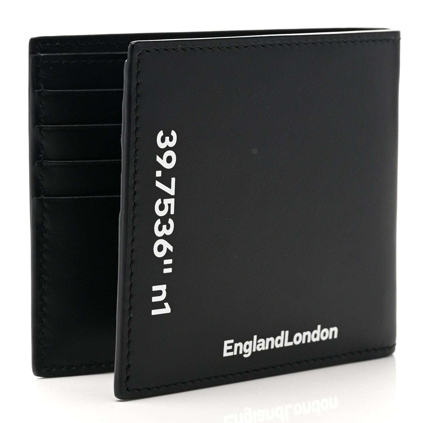 Calfskin Horseferry Coordinates Print Wallet Black