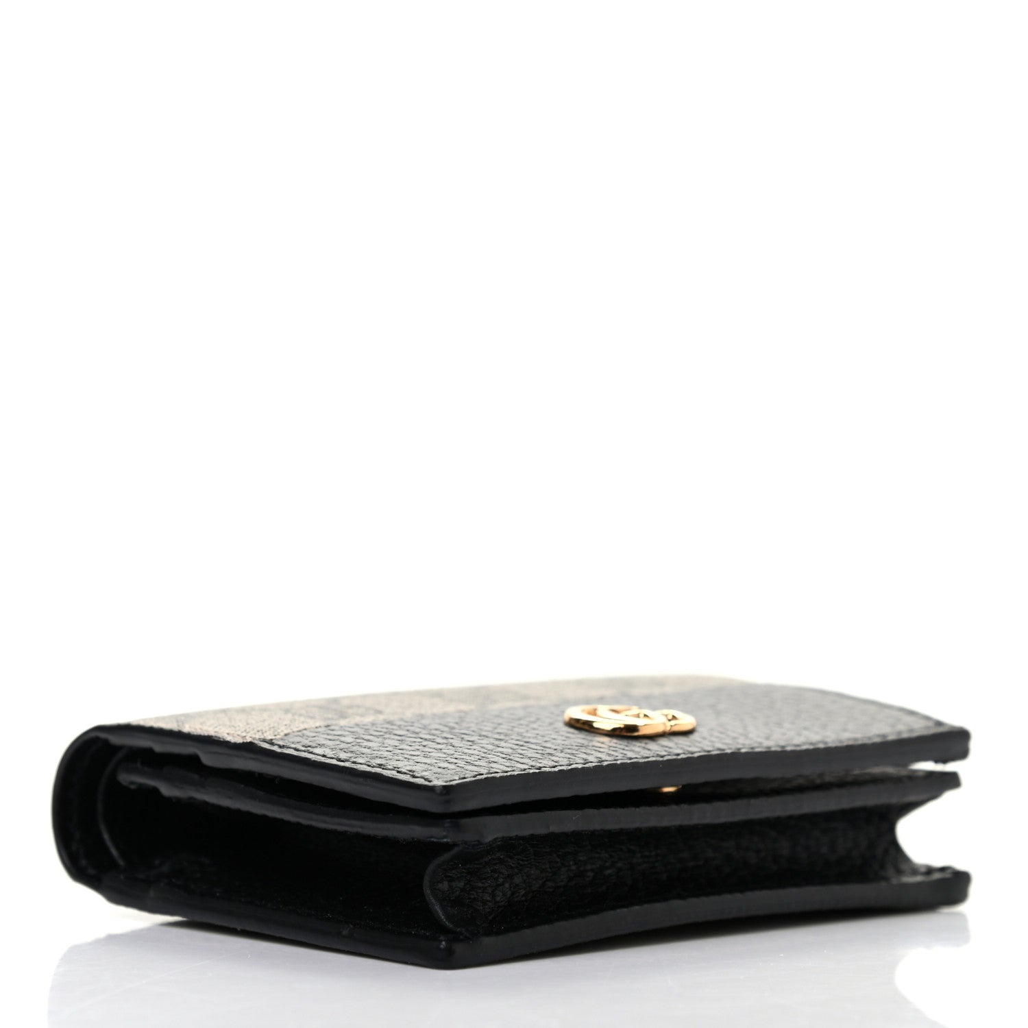 Gucci Dollar Calfskin GG Supreme Monogram GG Marmont Card Case Black Beige Ebony 4 of 7