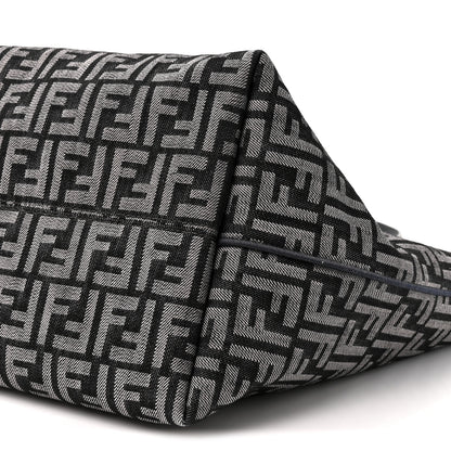 Fendi Chenille Vitello Santa Barbara FF Large Roll Reversible Shopping Tote Grigio Notte Flamingo 9 of 10