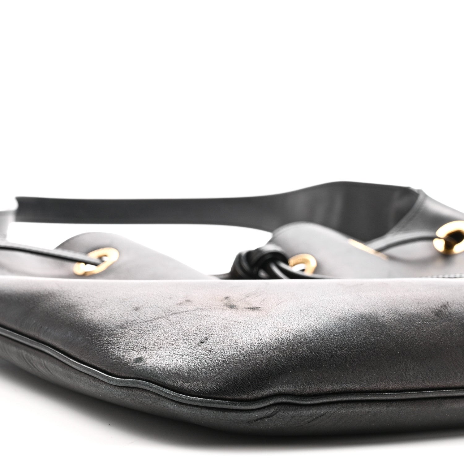 Saint Laurent Smooth Calfskin Paris VII Large Flat Hobo Black 10 of 11