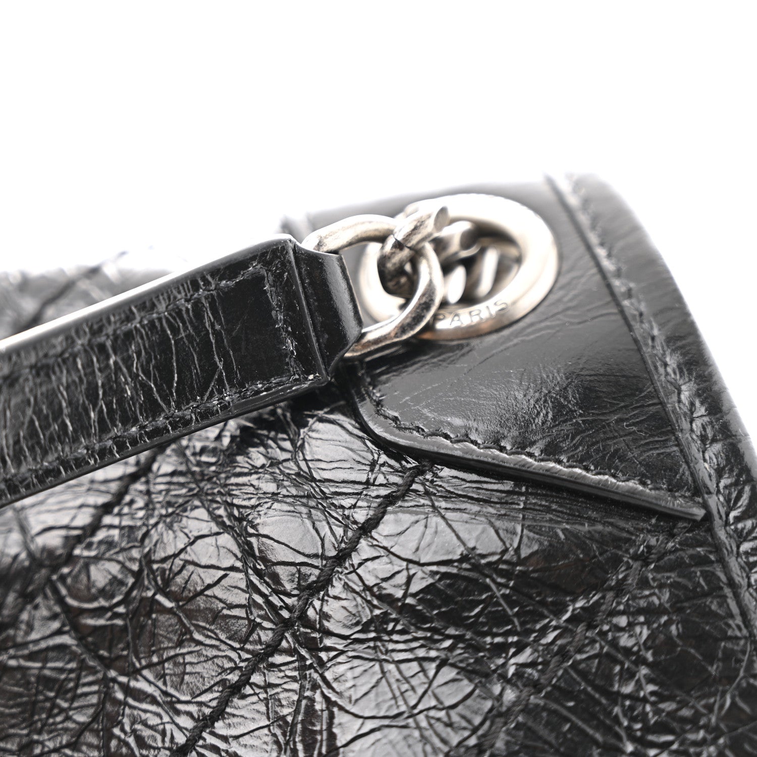 Saint Laurent Crinkled Calfskin Matelasse Monogram Medium Niki Chain Satchel Black 11 of 13