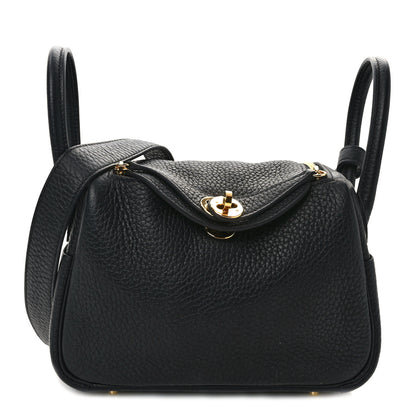 Hermes Taurillon Clemence Mini Lindy 20 Black 1 of 14