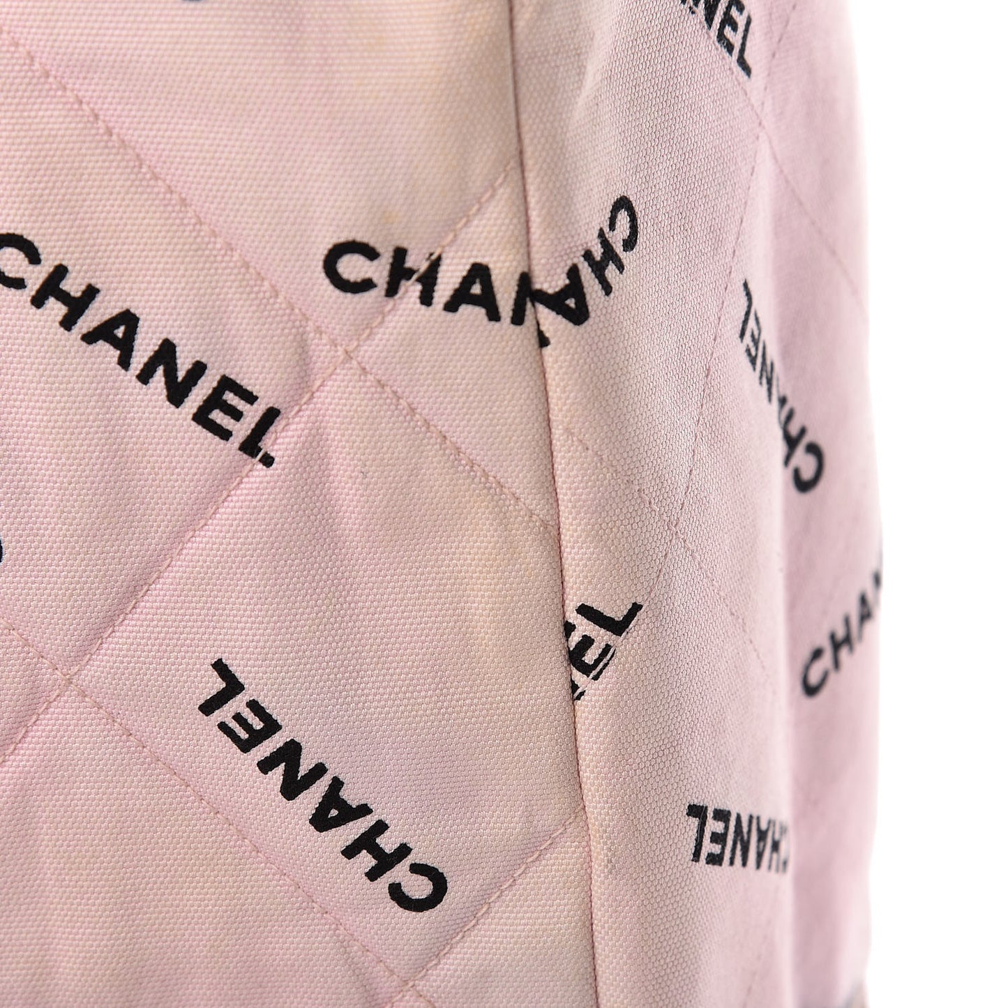 Canvas Quilted Printed Logo Tote Pink Black