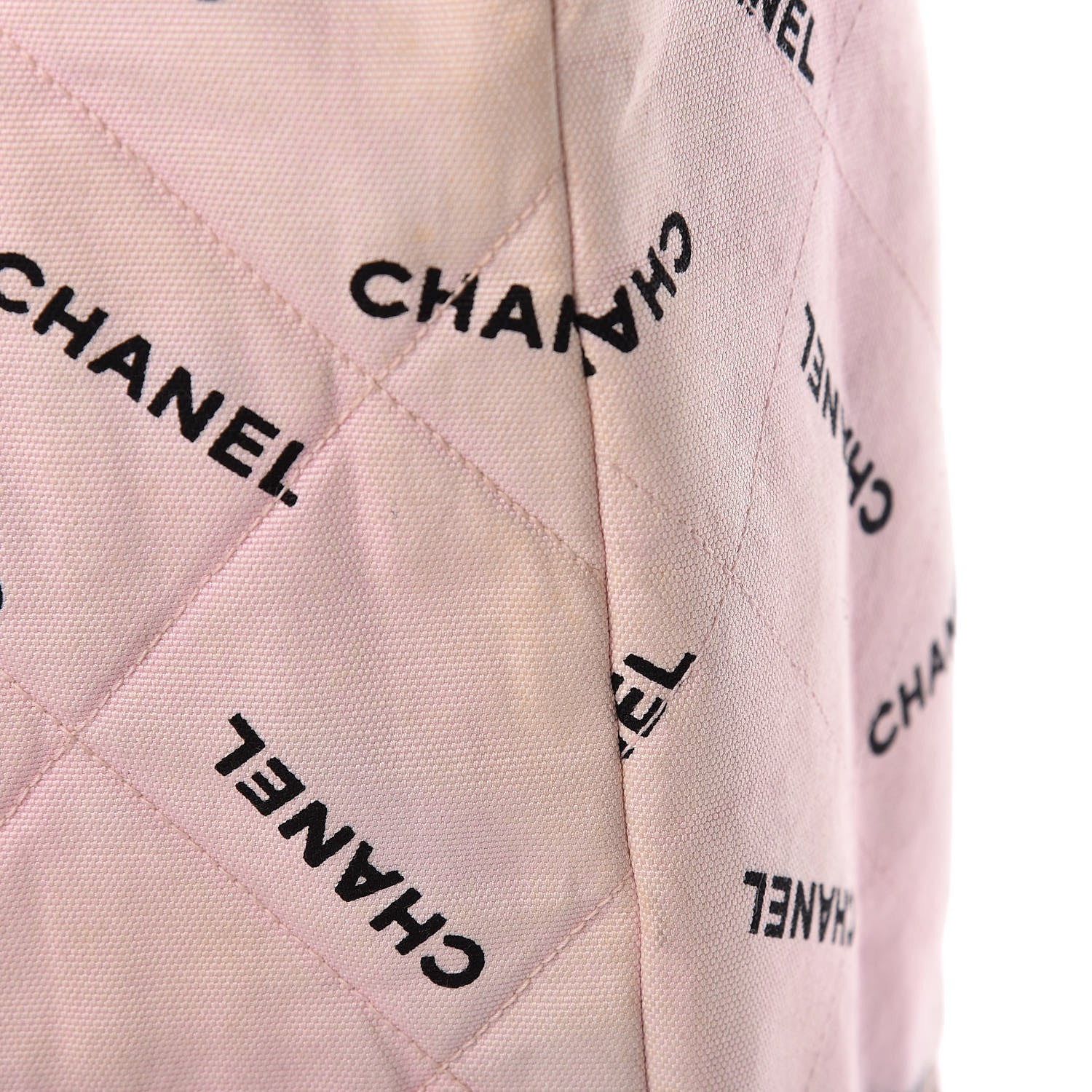 Chanel Canvas Quilted Printed Logo Tote Pink Black 18 of 24