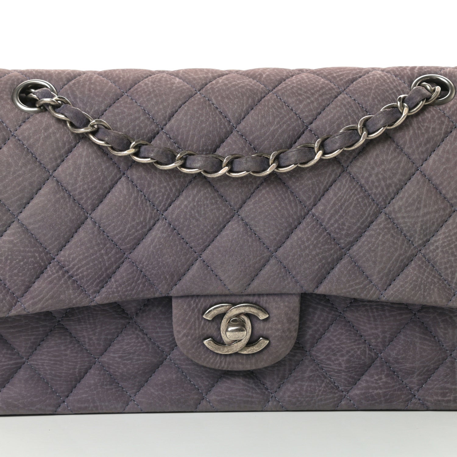 Chanel Nubuck Quilted Medium Double Flap Grey 8 of 12