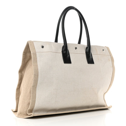 Saint Laurent Linen Calfskin Rive Gauche Tote Optic White 3 of 22