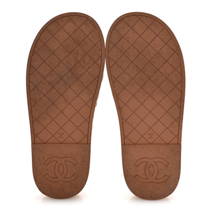 Chanel Lambskin Quilted CC Mules Sandals 39 Brown 6 of 10