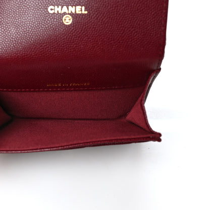 Chanel Caviar Quilted Flap Card Holder Wallet Burgundy 5 of 11