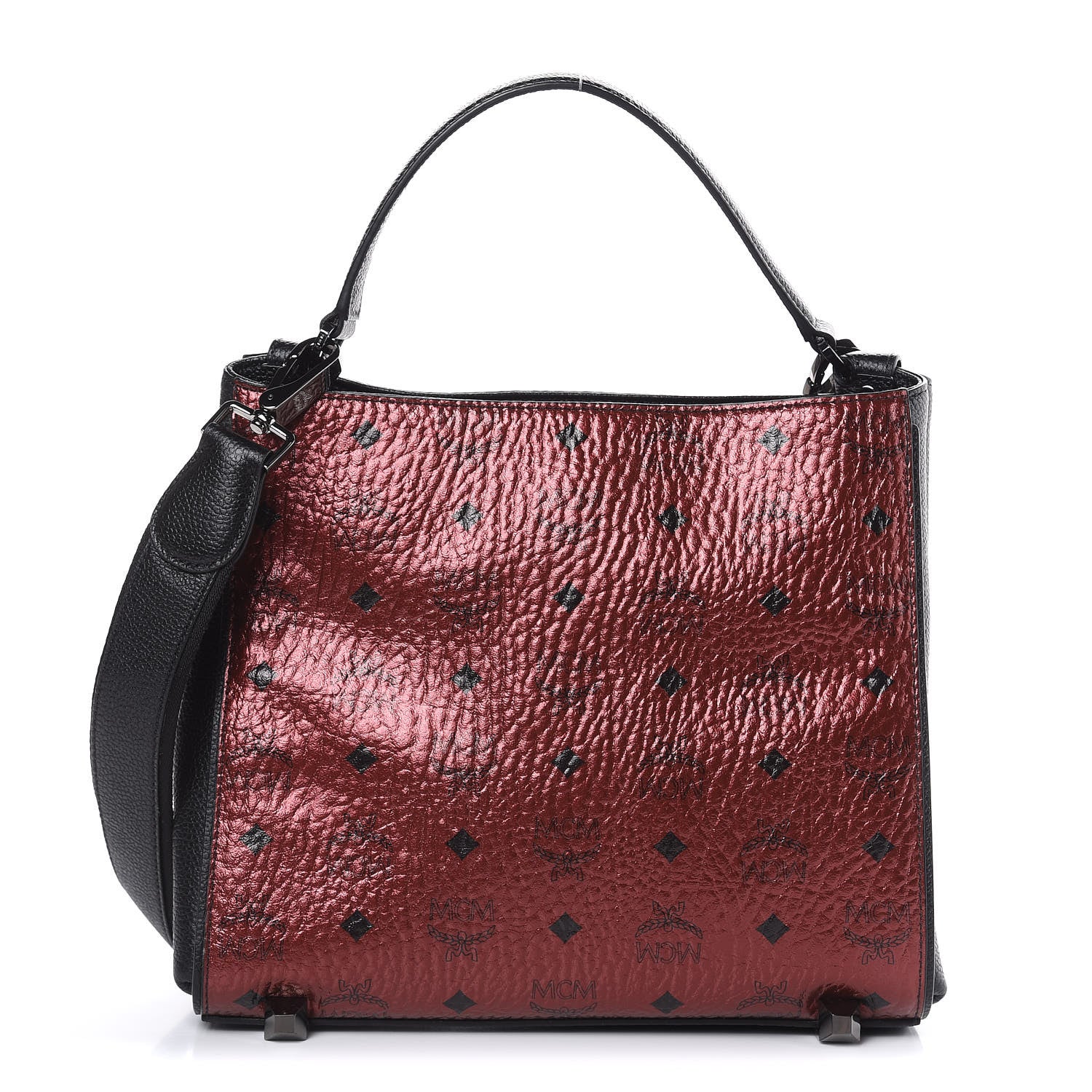 MCM Metallic Visetos Small Corina Shoulder Bag Scooter Red 1 of 10