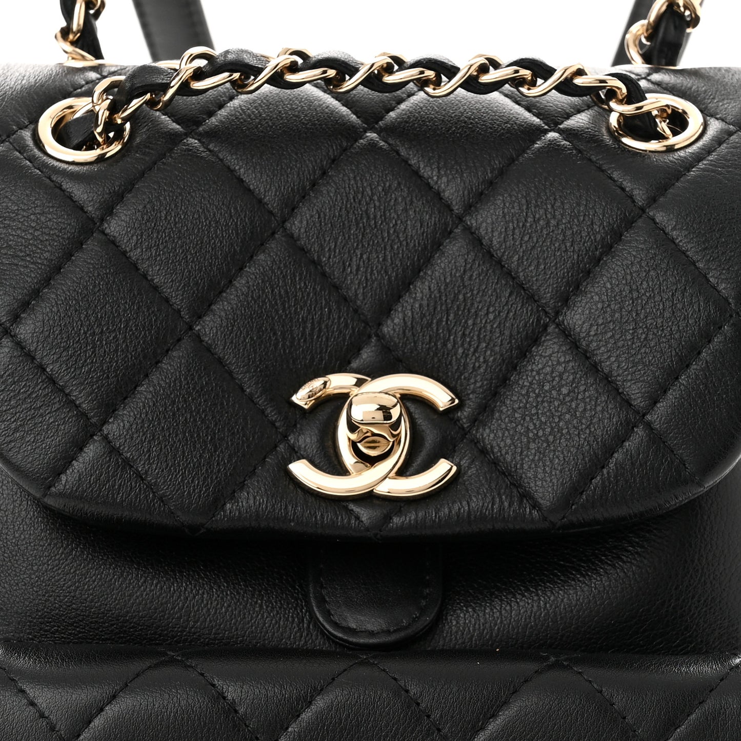 Lambskin Quilted Small Duma Drawstring Backpack Black