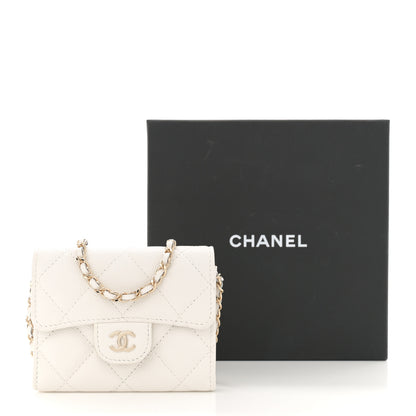 Chanel Caviar Quilted Flap Card Holder On Chain White 11 of 11