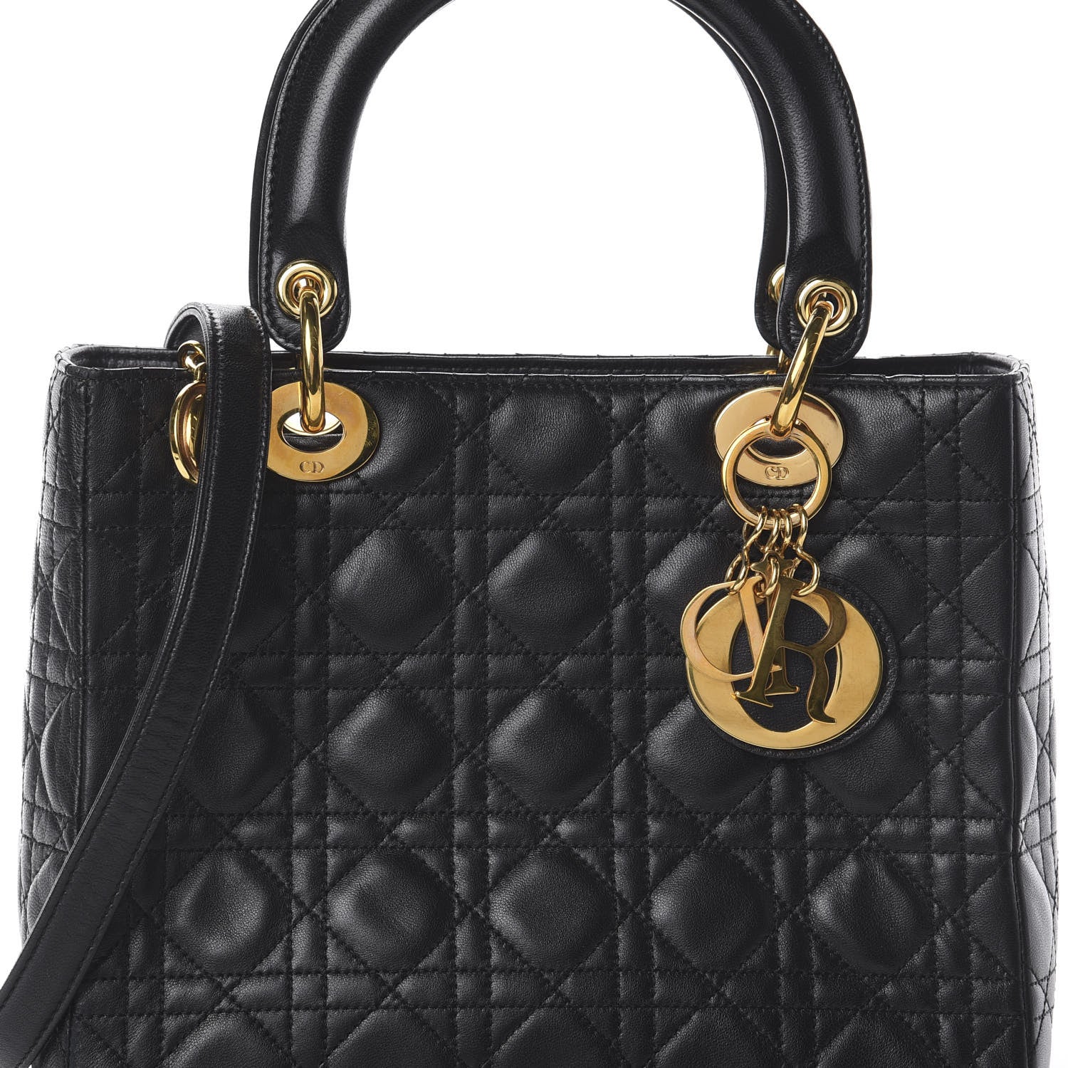 Christian Dior Lambskin Cannage Medium Lady Dior Black 8 of 8