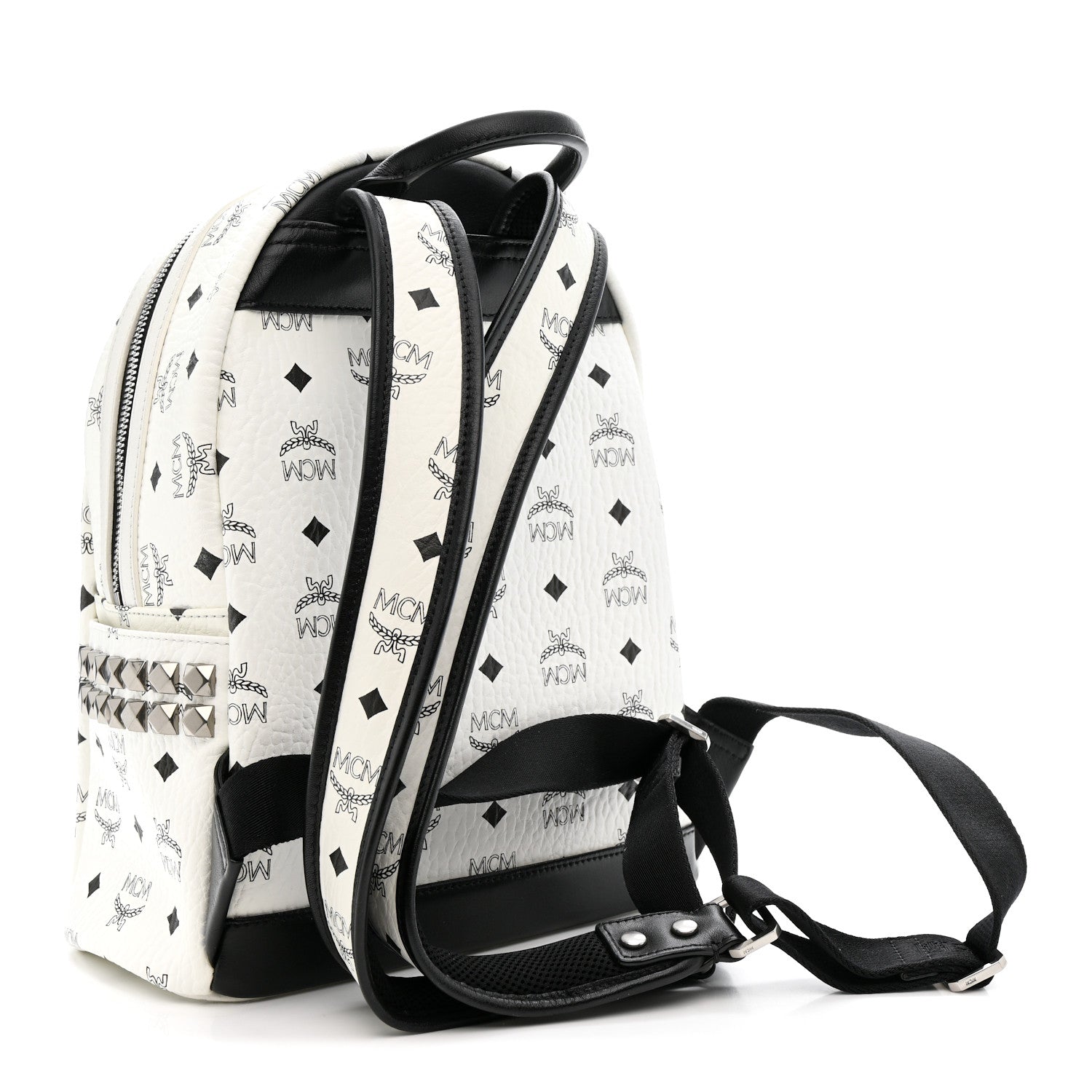 MCM Visetos Small Side Stud Stark Backpack White 1824006