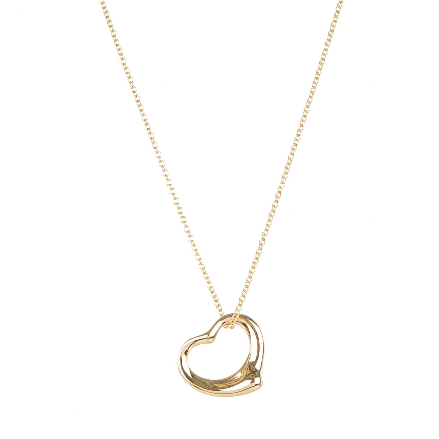 Tiffany 18K Yellow Gold Elsa Peretti Small Open Heart Pendant Necklace 1 of 7