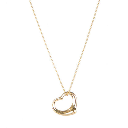 Tiffany 18K Yellow Gold Elsa Peretti Small Open Heart Pendant Necklace 1 of 7