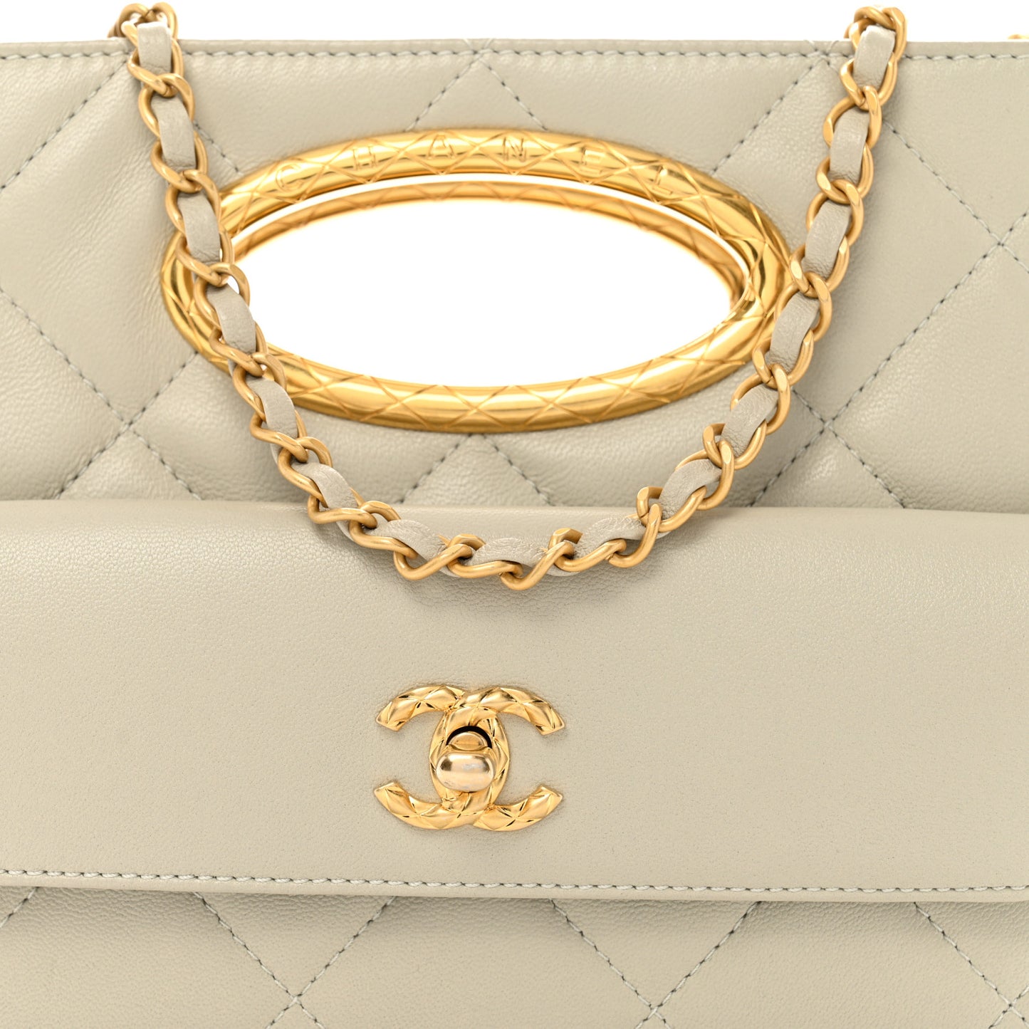 Lambskin Quilted Clutch Mini Flap Bag Light Grey