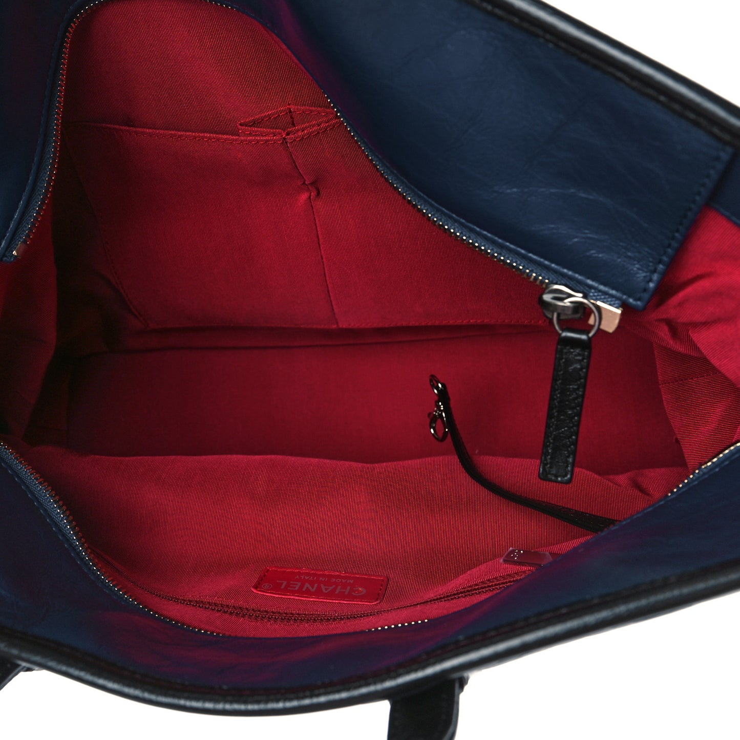 Aged Calfskin Quilted Large Gabrielle Shopping Tote Navy Black