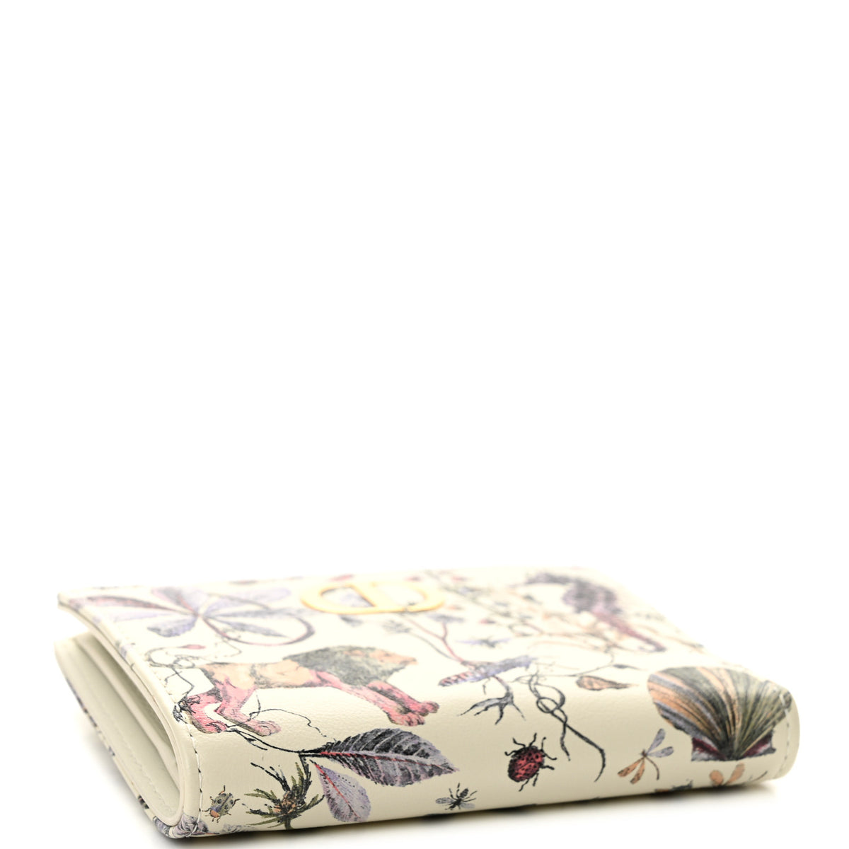 Calfskin Cabinet De Curiosites Print Caro XS Wallet White Multicolor