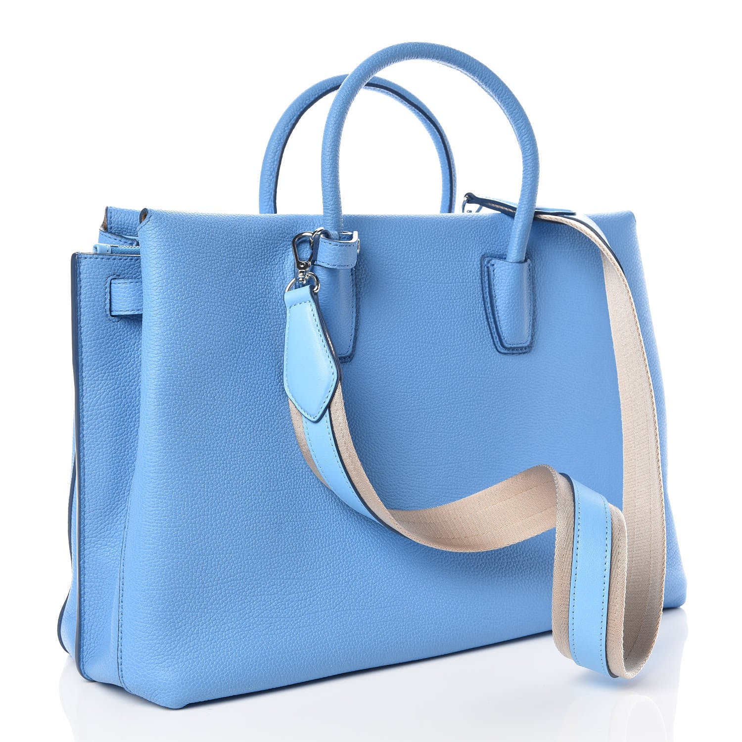 MCM Grained Calfskin Large Milla Tote Tile Blue 4 of 14