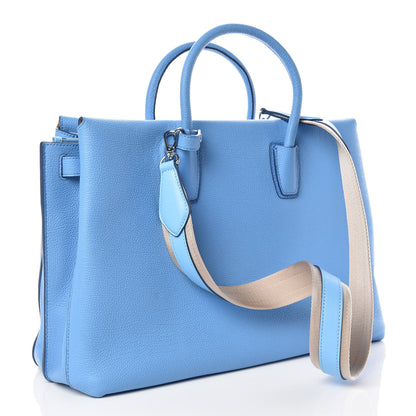 MCM Grained Calfskin Large Milla Tote Tile Blue 4 of 14