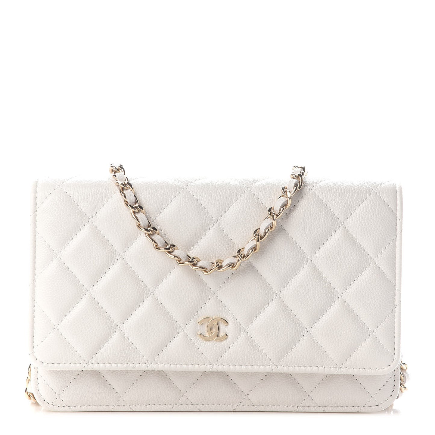 Caviar Quilted Wallet On Chain WOC White