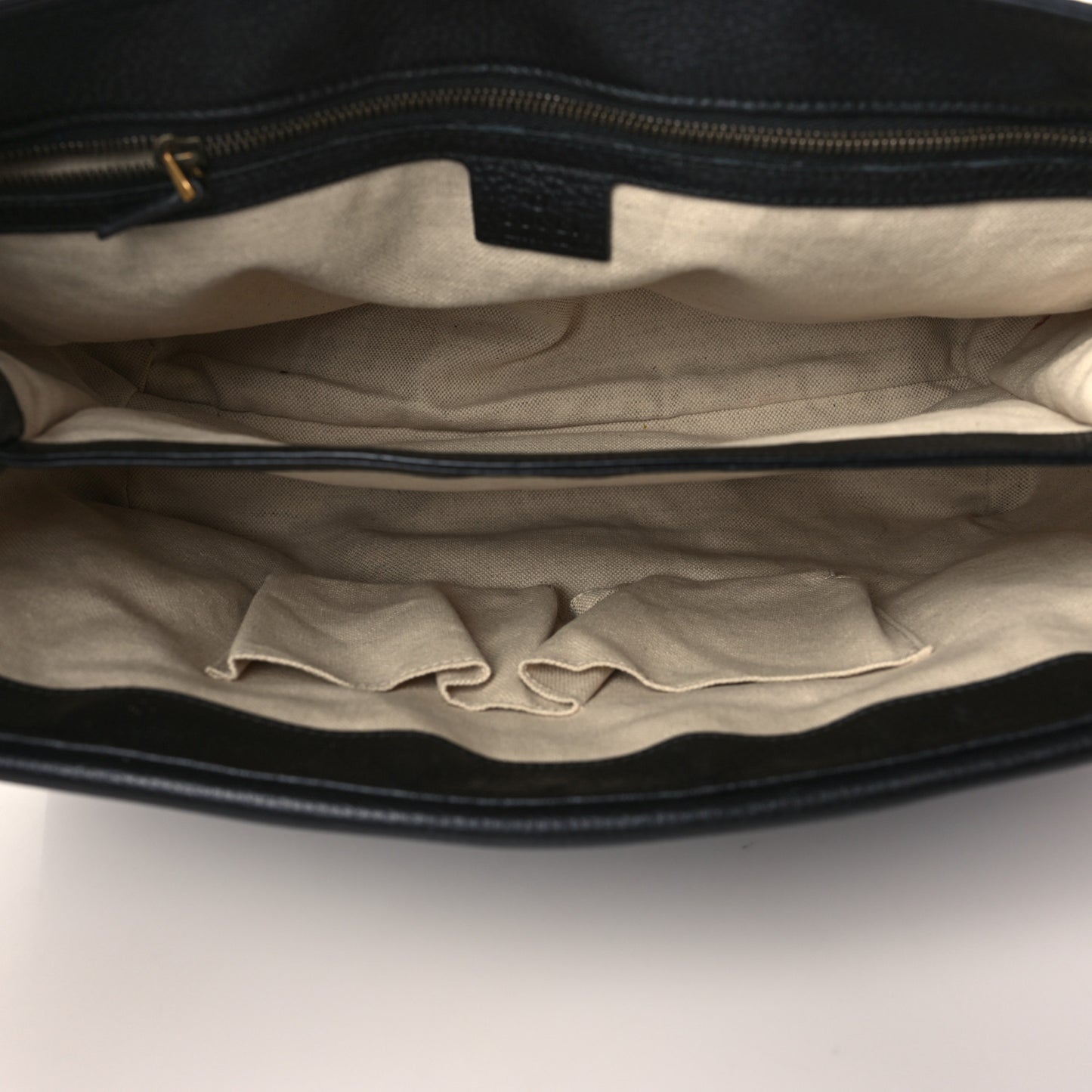 Calfskin Large GG Marmont Shoulder Bag Black