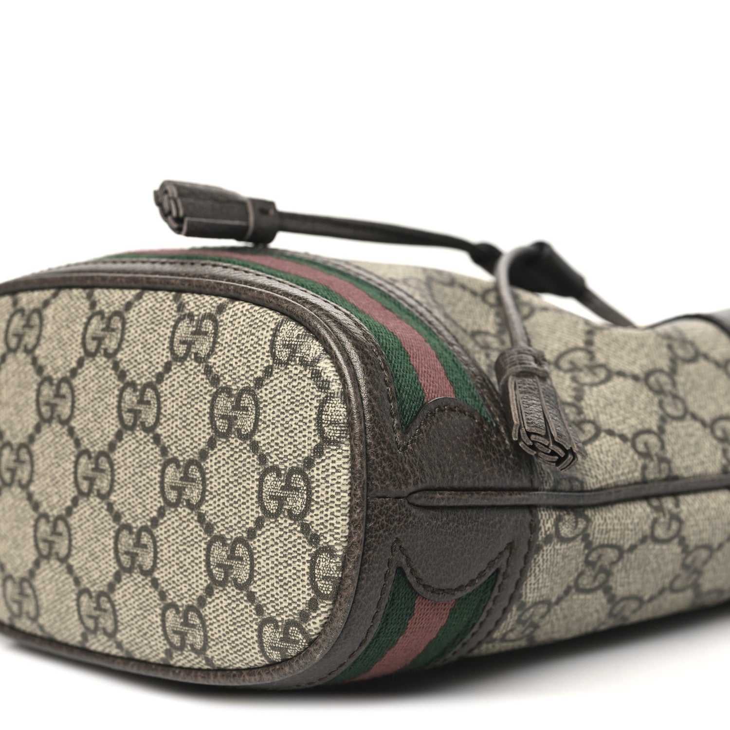 Gucci GG Supreme Monogram Web Mini Ophidia Bucket Bag Brown 10 of 10
