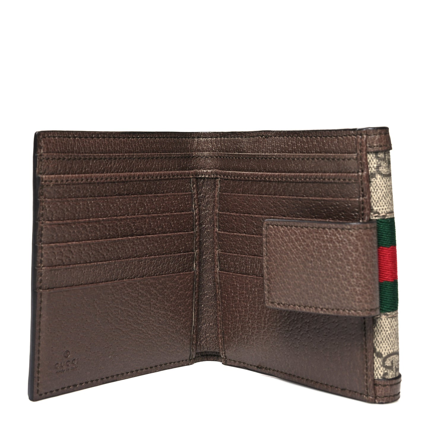 GG Supreme Monogram Web Ophidia French Flap Wallet Beige New Acero