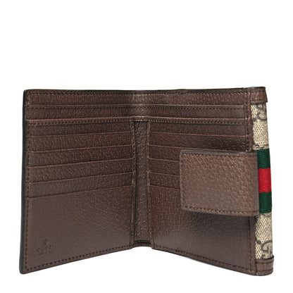 Gucci GG Supreme Monogram Web Ophidia French Flap Wallet Beige New Acero 5 of 12