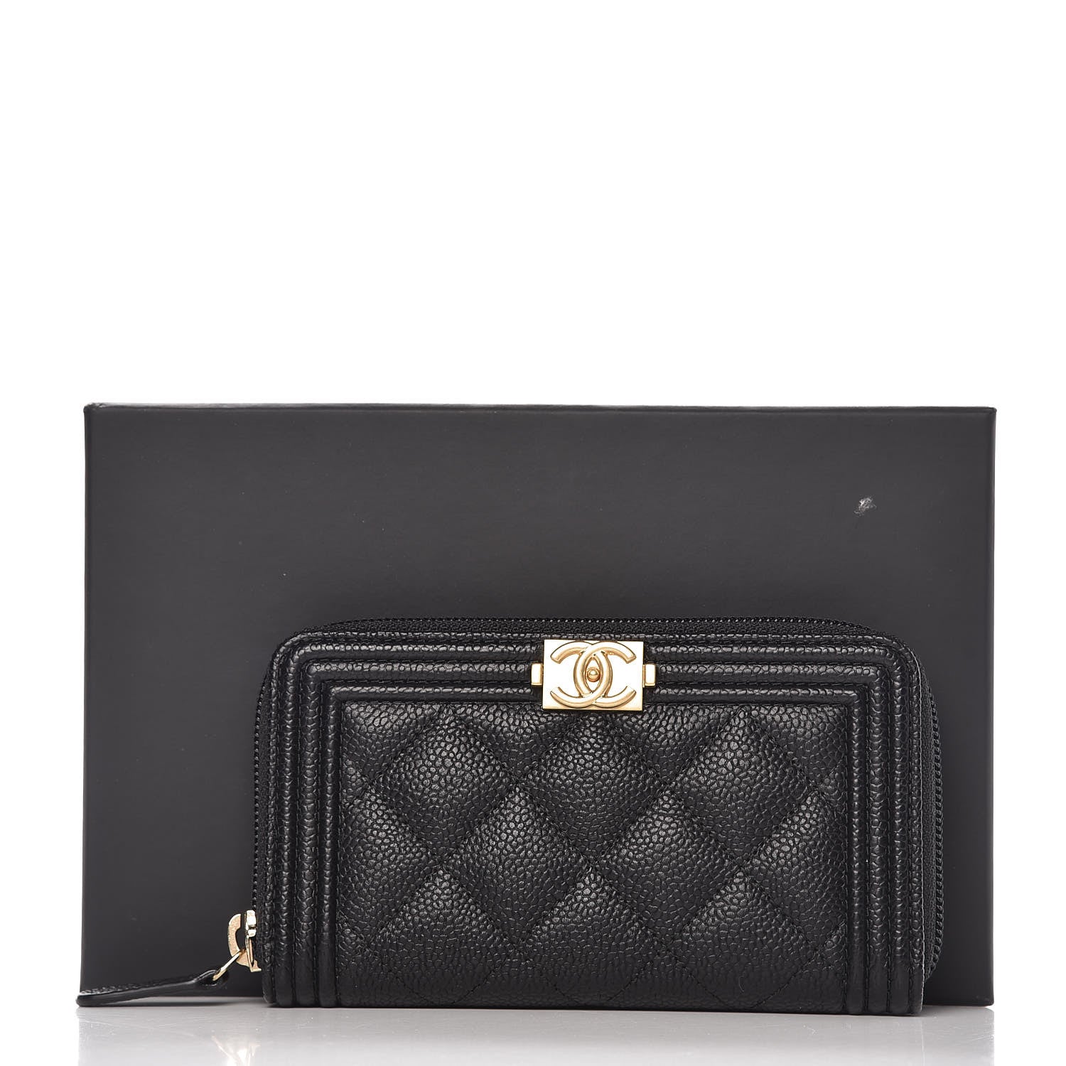 Chanel Caviar Quilted Small Boy Zip Around Wallet Black 9 of 9