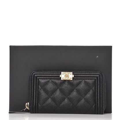 Chanel Caviar Quilted Small Boy Zip Around Wallet Black 9 of 9