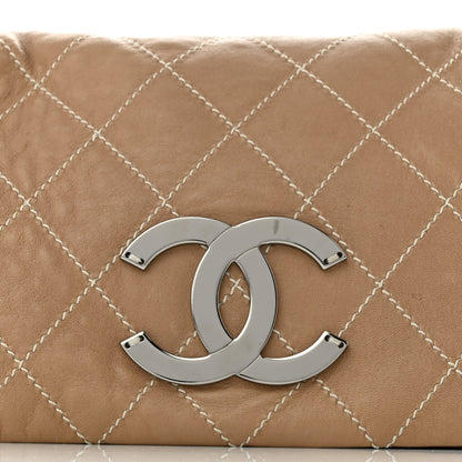 Chanel Lambskin Contrast Stitch Surpique Accordion Flap Beige 8 of 11
