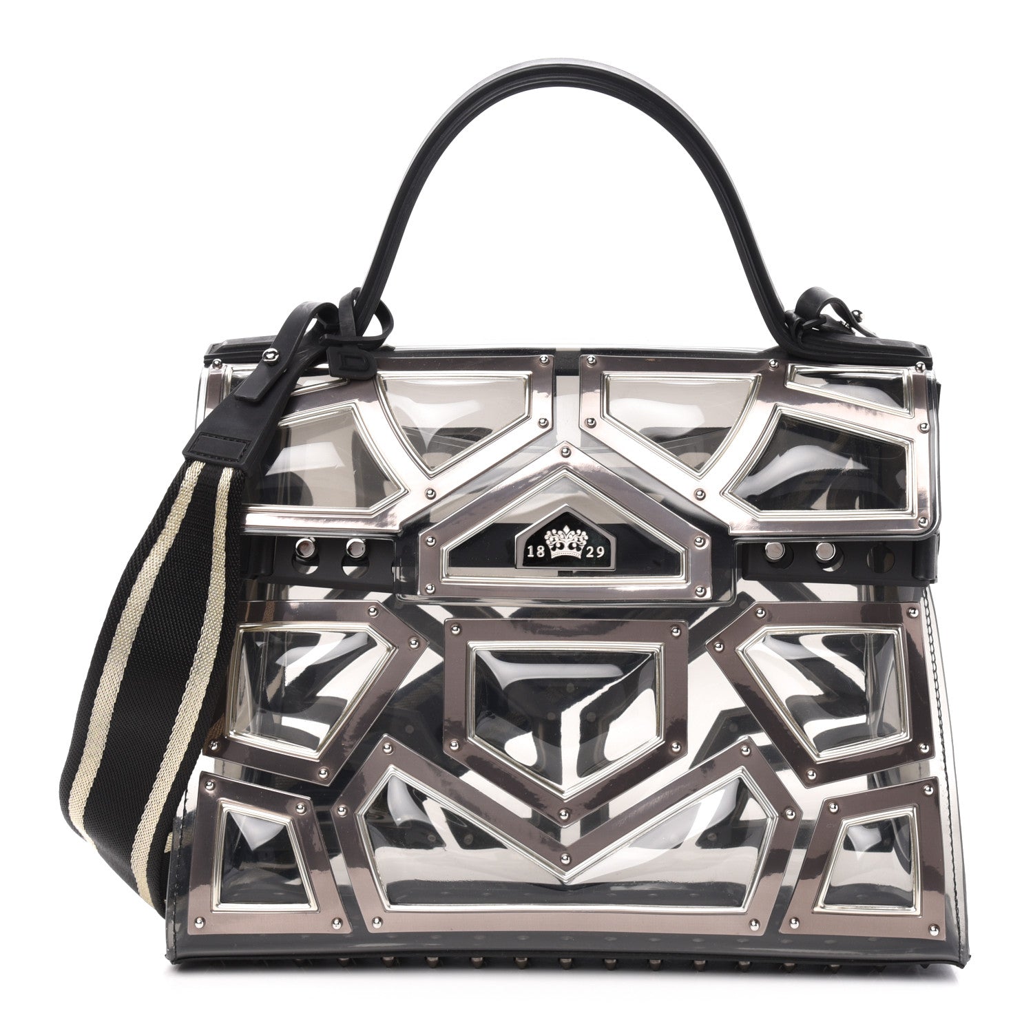 Delvaux Vinyl Gladiator Tempete Satchel Antique Silver Gold 1 of 10