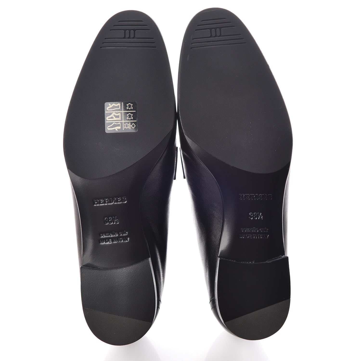 Hermes Goatskin Womens Royal Loafers 36.5 Black 5 of 8