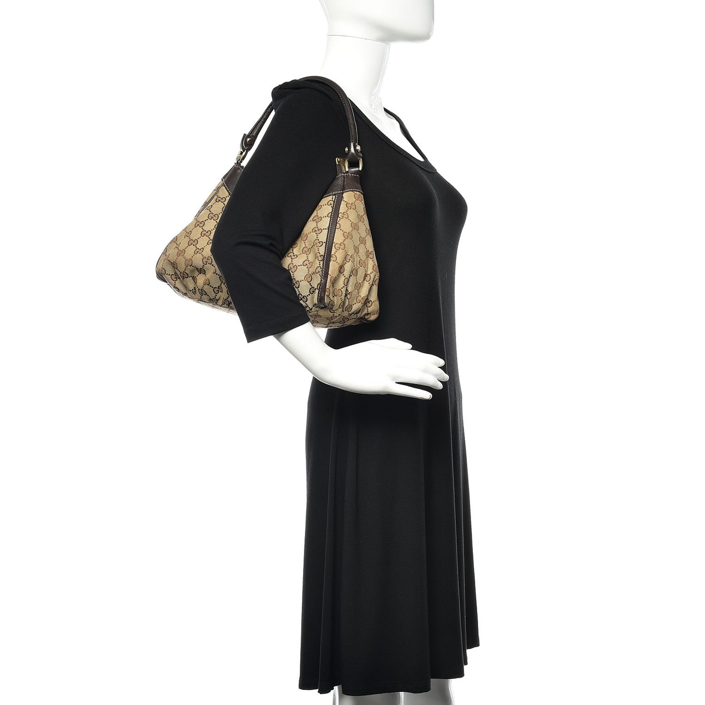Monogram D Ring Gold Hobo Dark Brown