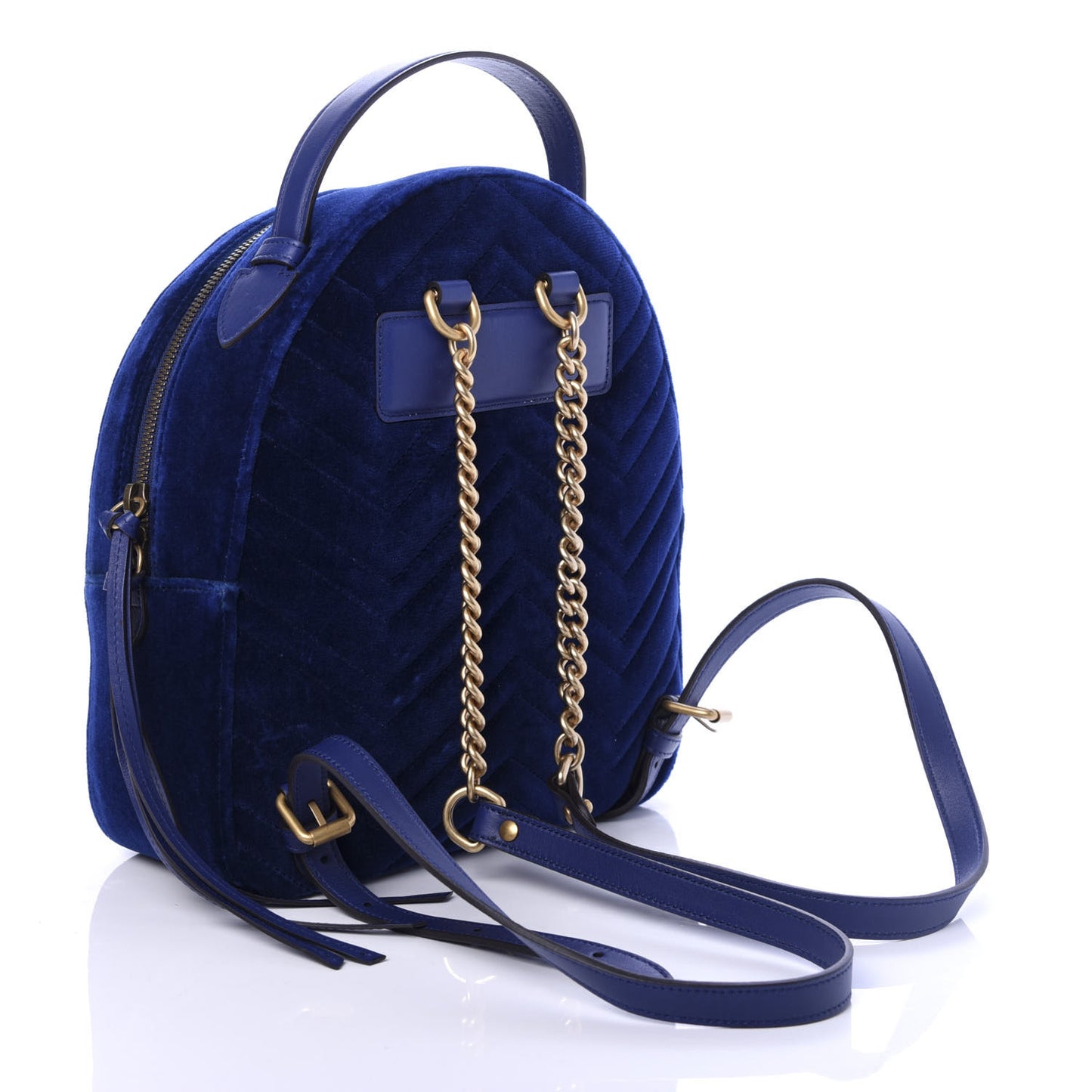 Velvet Matelasse GG Marmont Dome Backpack Cobalt Blue