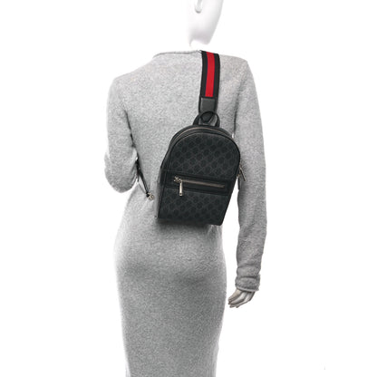 Gucci GG Supreme Monogram Calfskin Web Sling Backpack Black Grey 2 of 10