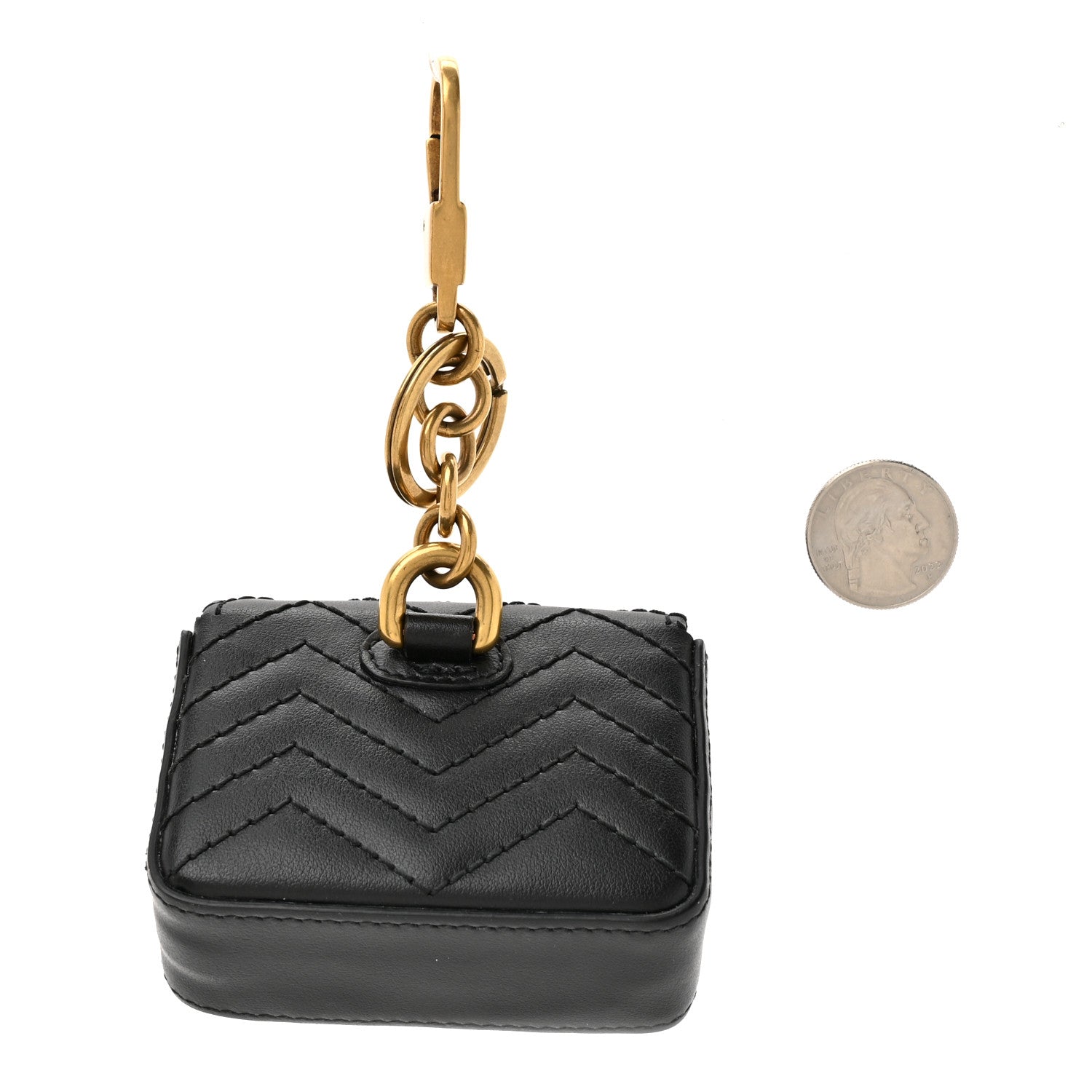 Gucci Calfskin Matelasse GG Marmont Key Chain Black 2 of 6