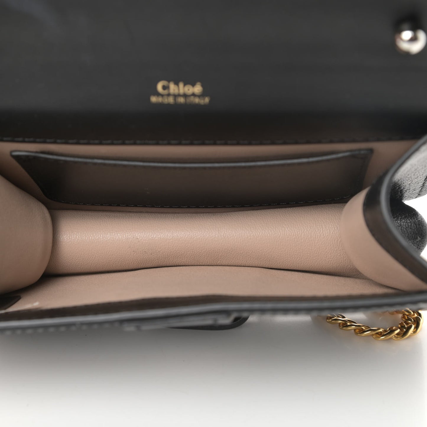 Shiny Goatskin Calfskin Mini Aby Chain Shoulder Bag Black