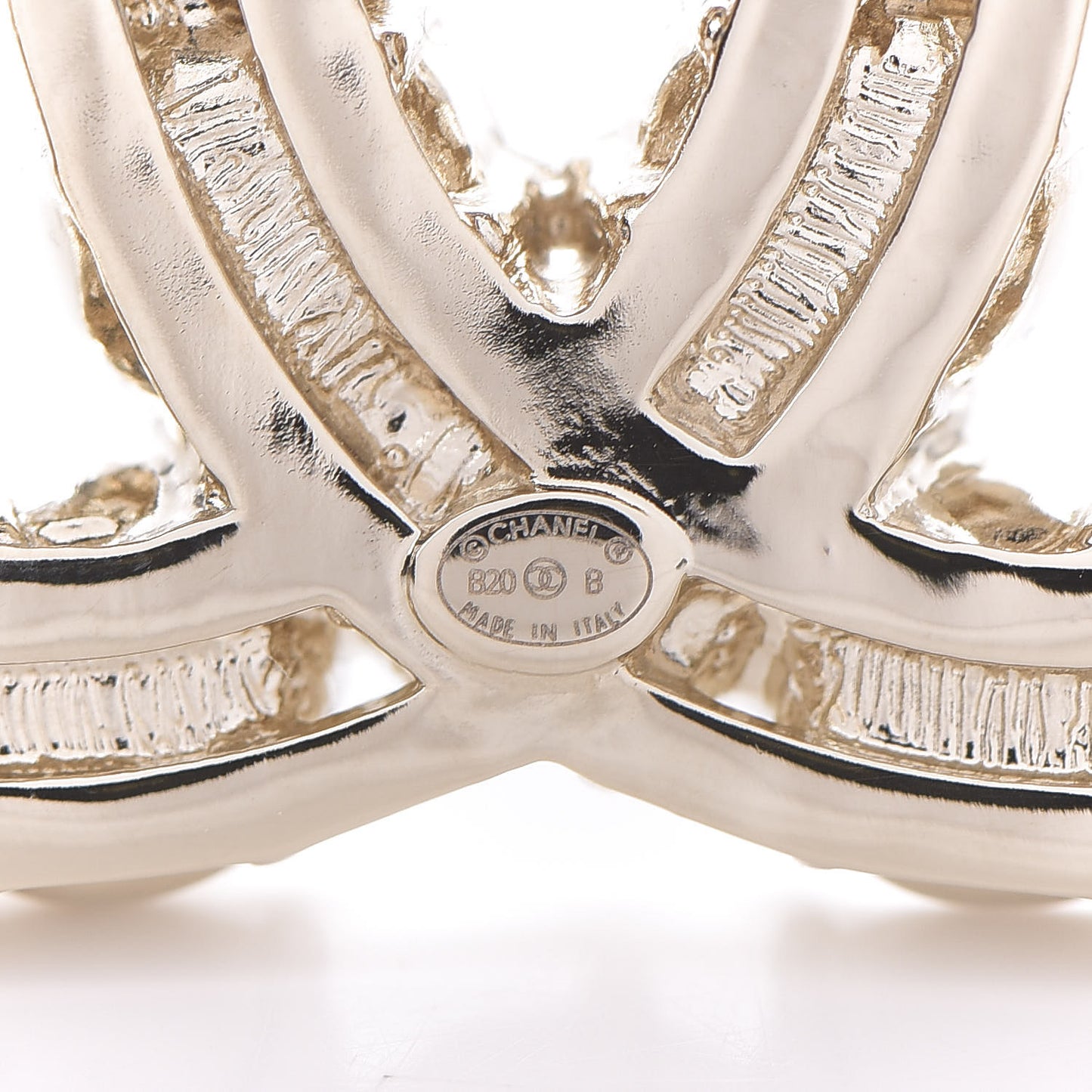 Crystal Pearl CC Dazzling Domino Brooch Gold Black